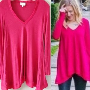 🌹 🌹 Deletta | Pink Rose Long Sleeve V Neck || XS